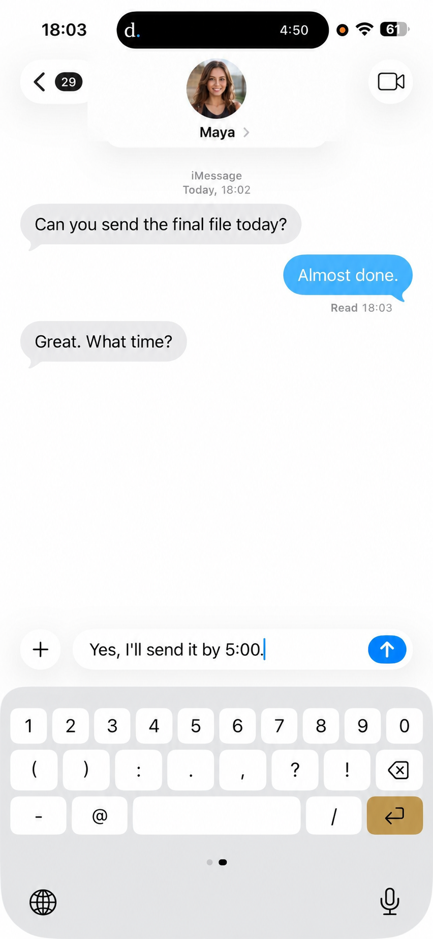 Keys — numbers and punctuation keyboard